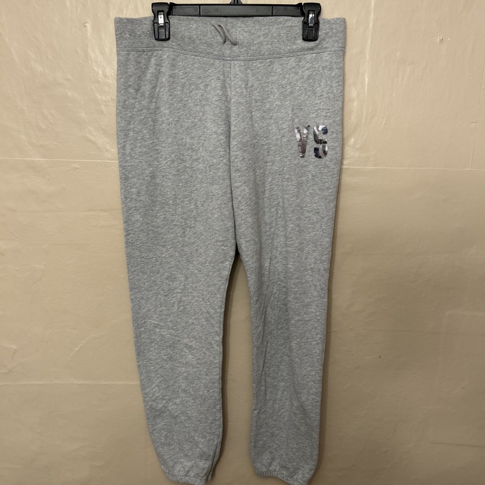 victoria secret medium Light Gray‎ Jogger Pants Sequins - Picture 2 of 4